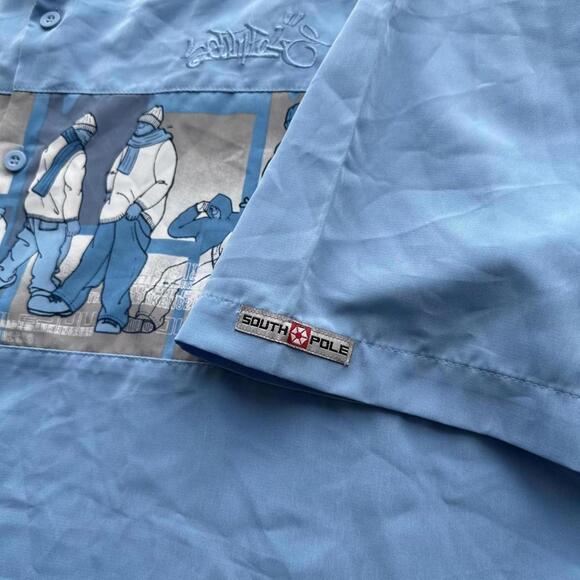 Y2K Southpole Skater Blue Button Up Shirt - Picture 4 of 5